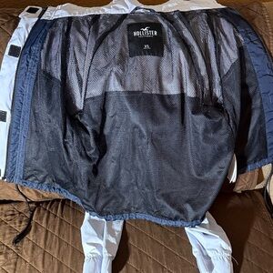 Hollister Navy and White Mesh-Lined Jacket